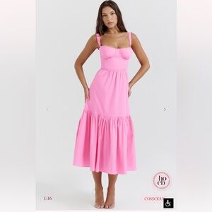NWT House of CB French Pink Midi Tiered Elia Sundress